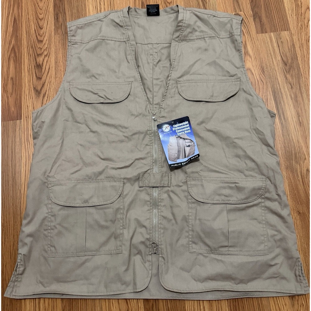 Rothco Concealed Carry Vest Mens Extra Large Khaki Lightweight Professional NWT